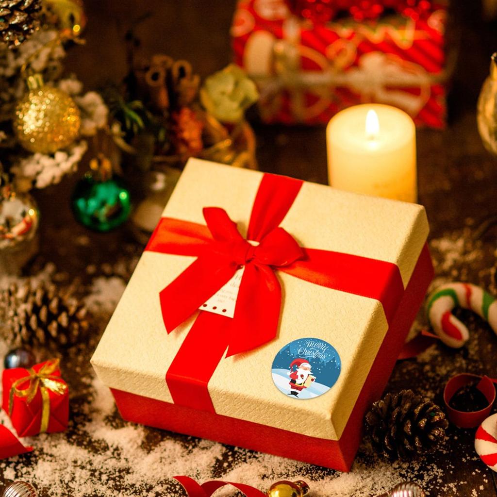 500pcs Merry Christmas Stickers 1 Inch Round Christmas Tags Stickers for Gift Baking Package Envelope Stationery Decor
