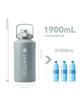 SANTECO Thermos Water Large with Direct Stainless Vacuum Blue Gray Bottle, Insulated, Capacity, 1900ml, Straw, Drinking, Steel, Insulated,