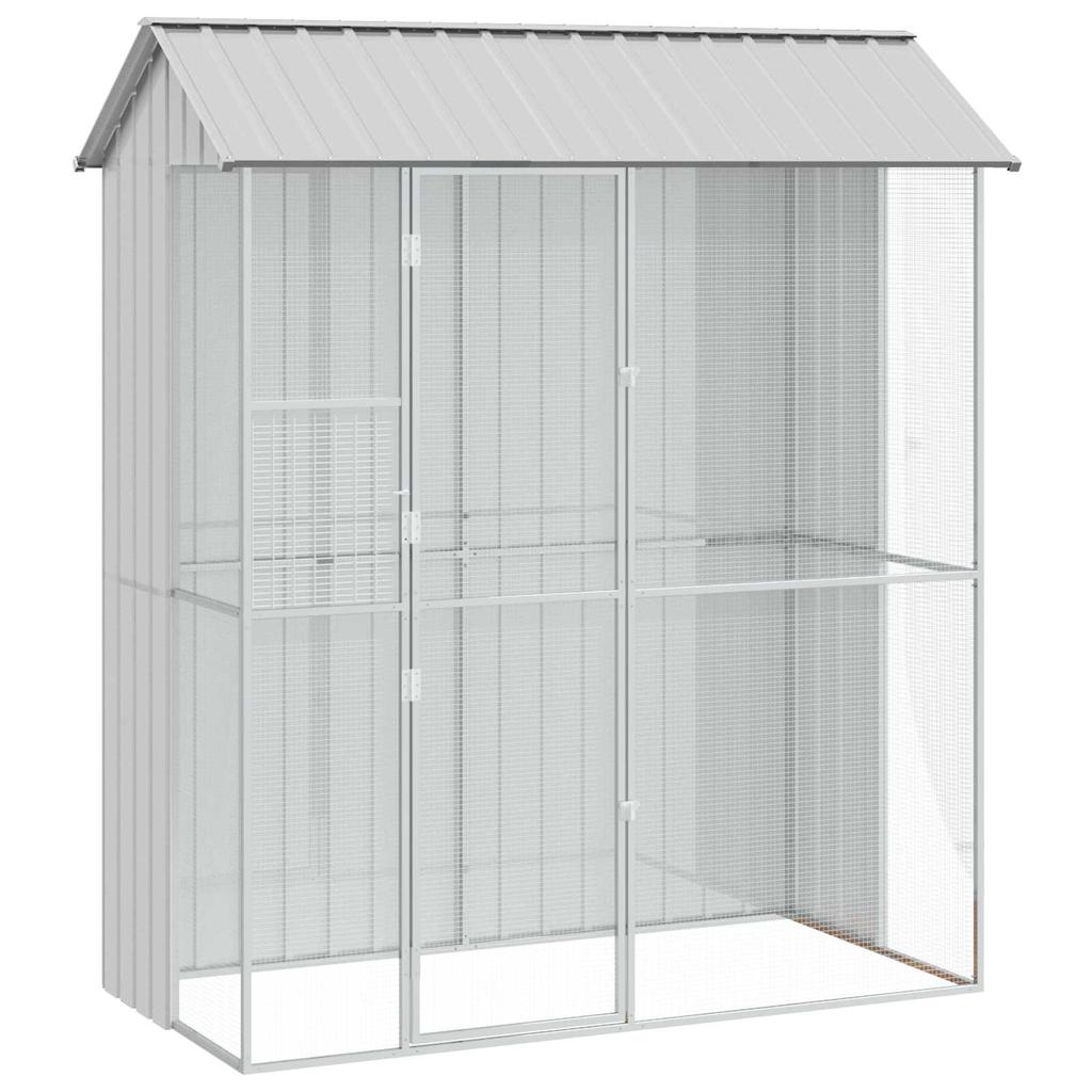 vidaXL Vogelkäfig Grau 215 x 110 x 247 cm Verzinkter Stahl