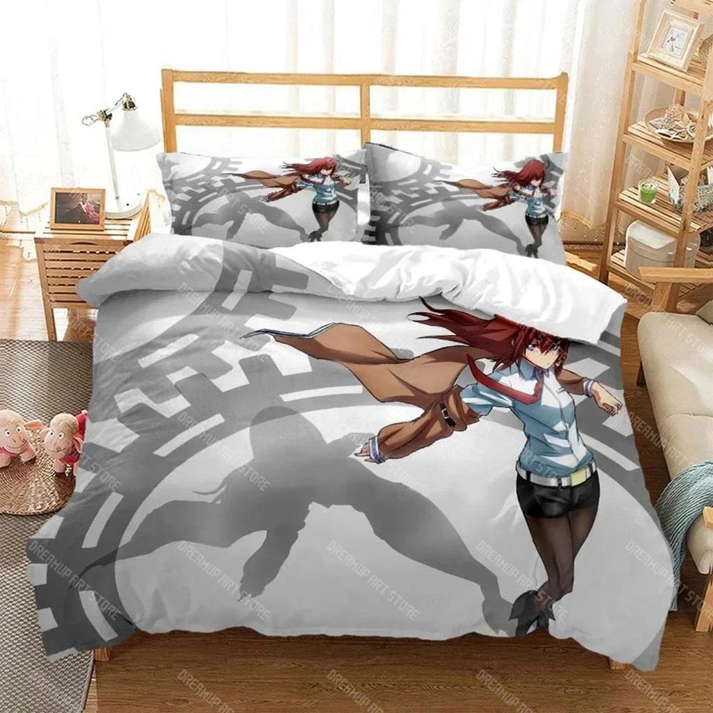 Anime Steins Gate Kurisu Makise Bedding Set Boys Girls Twin Queen Size Duvet Cover Pillowcase Bed Kids Adult Home Textile