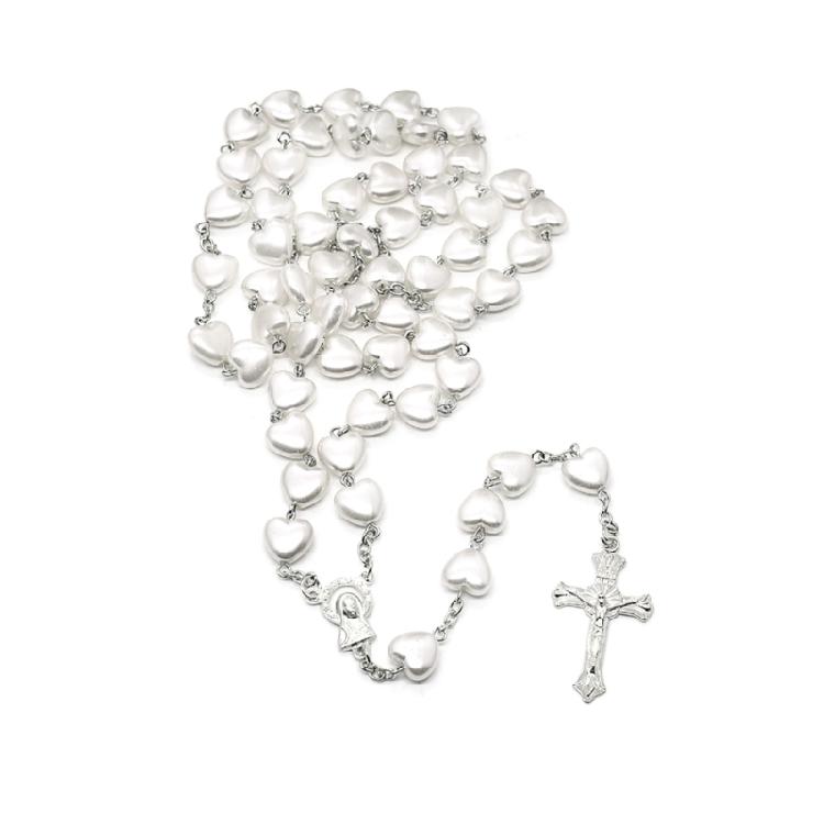 Religion Christian Faux Pearls Rosary Necklace For Women Crossed Pendant Clavicle Chain Beads Chains Fashion Jewelry