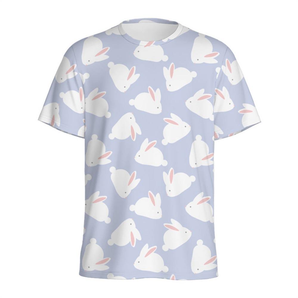 Cartoon Rabbit Graphic T-shirt For Men Women Fashion 3D Printed Animal T Shirts Summer Round Neck Tees Loose Short Sleeves