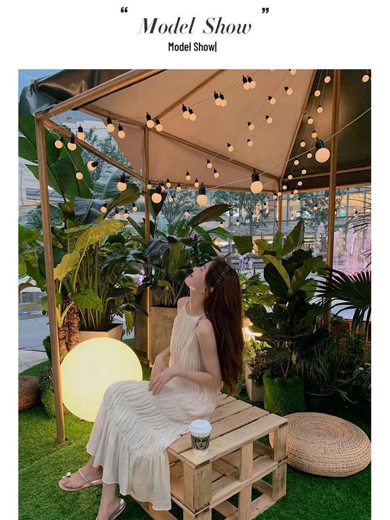 2026 Elegant Korean-Style Lightweight Seaside Spaghetti Strap Beach Dress
