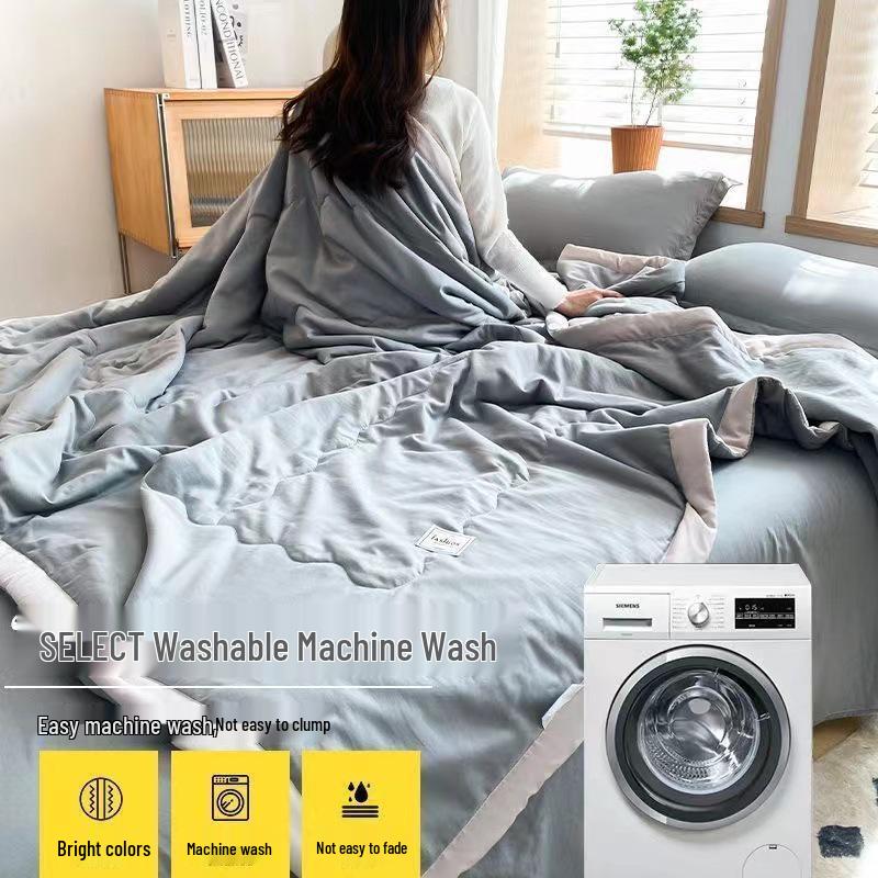 Washable Cotton Summer Quilt - Lightweight Thin Quilt for Home, Dorm, or Single Use