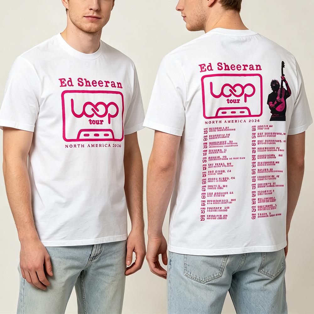 Ed Sheeran 2026 Nord America Tour Magliette 2026 Loop Concerto Nuova Data Stampa Grafica Maglietta Cotone Alta Qualità Magliette Unisex
