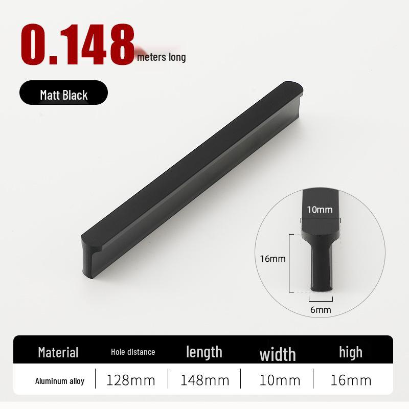 Round T-Type Black Wardrobe Door Handle with Gray, Gold, and Silver Edges