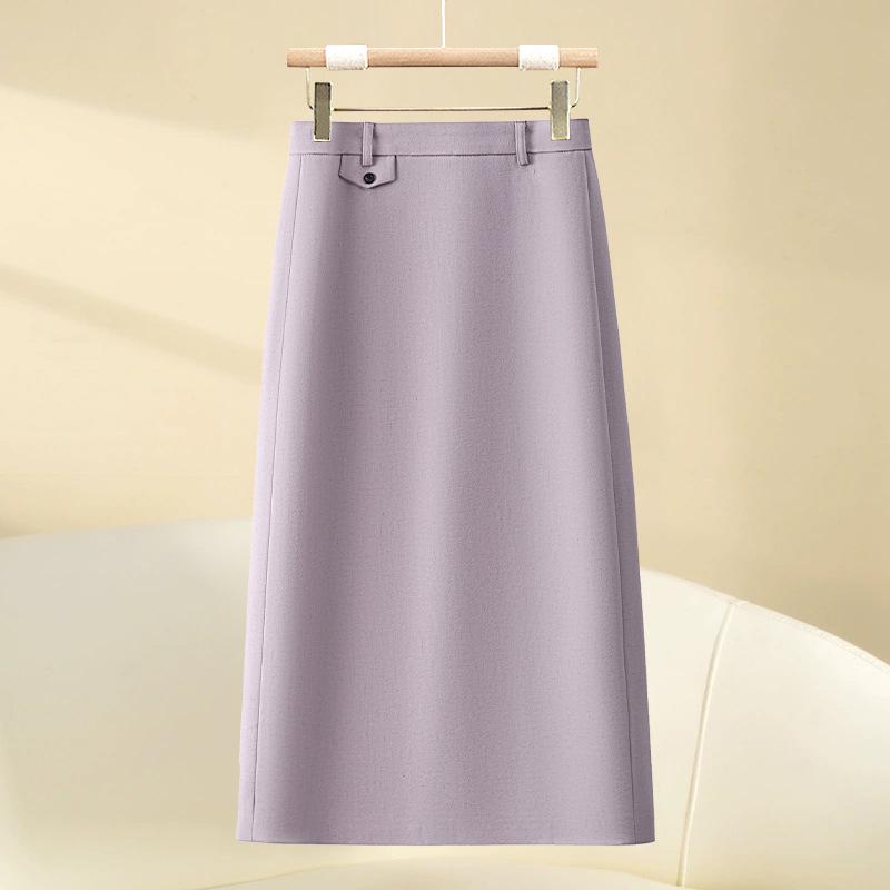 Spring 2025 Women's High-Waist Black A-Line Midi Bodycon Skirt