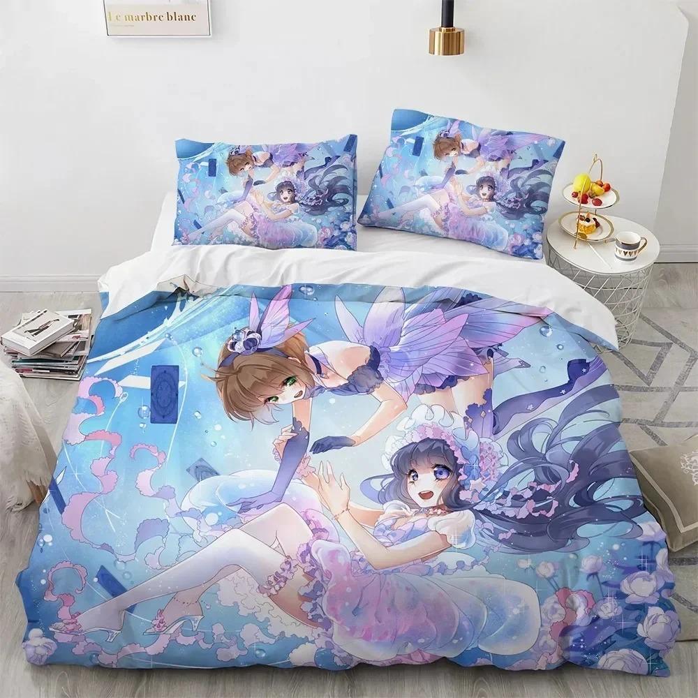 Comforter Card Captor Sakura Bedding Set 3D Printing Anime Girl Decoration For Children'S Room Queen King Size