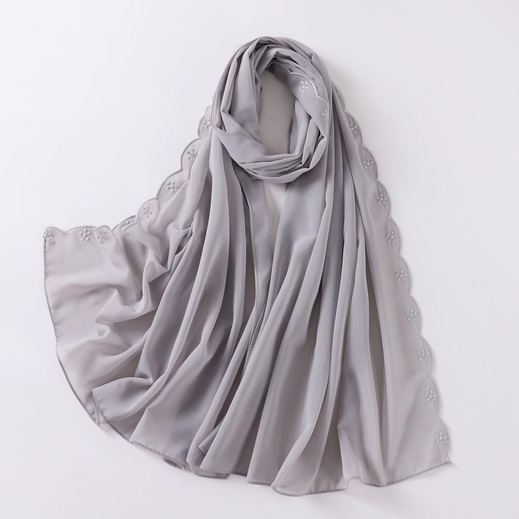 Women S Embroidered Pearl Chiffon Scarf For African Ethnic Style
