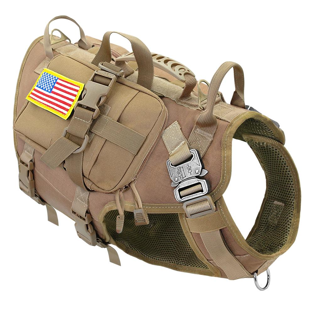 Strong Nylon Dog Harness Tactical Military Pet Vest Harnesses With Bag Working Dog Training Vests For Medium Large Dogs