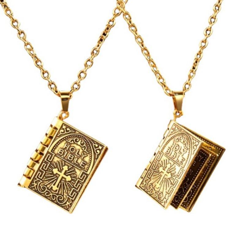 Flip books cross necklaces for Women and men, Gothic style pendants European and American fashion charm chain personalized Jewelry Gift