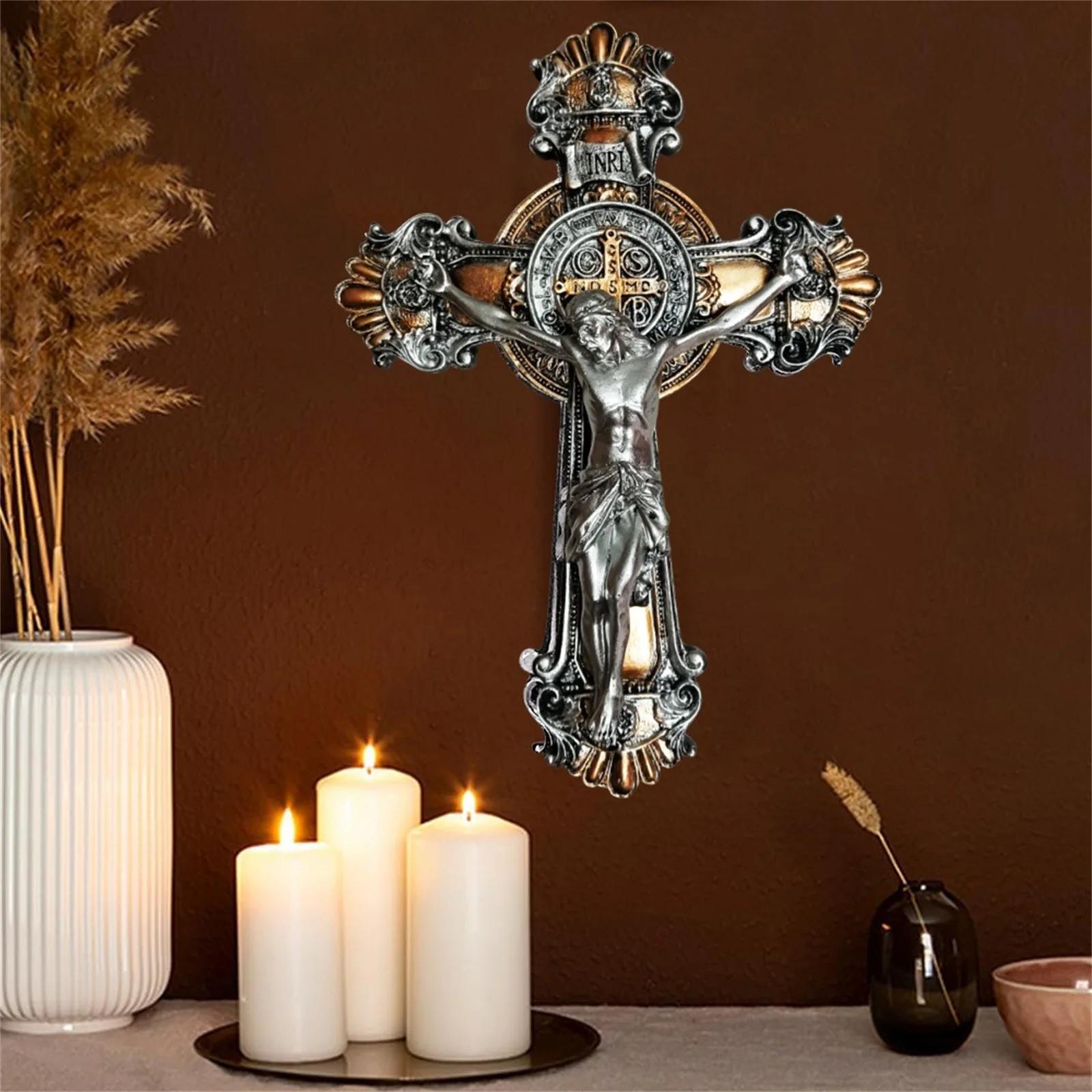 

Cross Wall Decoration (1 Piece): Retro Iron Cross Sculpture For Christmas, Easter Baptism & Wedding