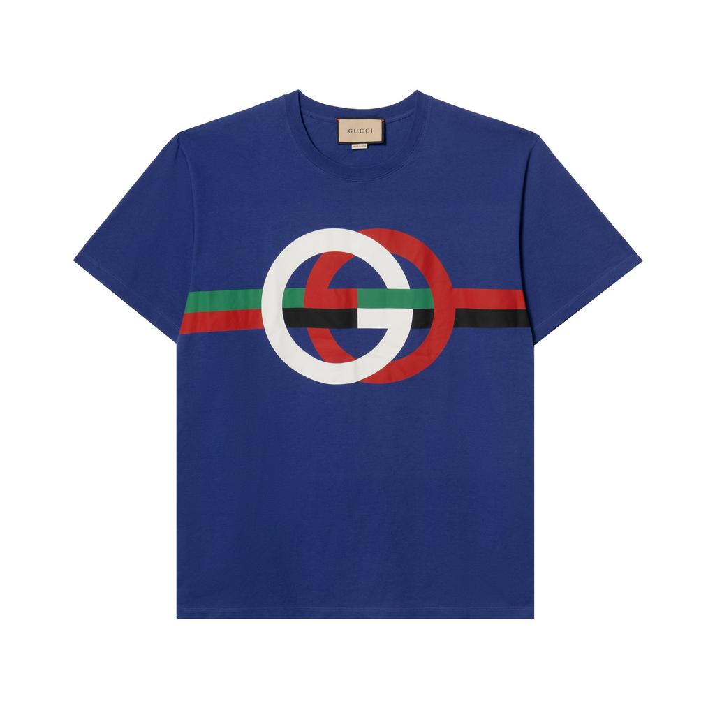 Gucci T Shirts Men's Blue Crew Neck Moderate 548334-XJE7S-4120