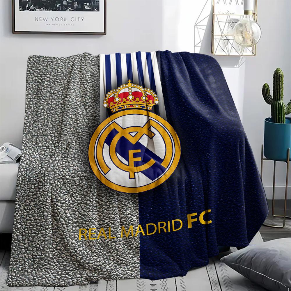 

Логотип команды Реал Мадрид, Фланелевое одеяло с рисунком, Высокое качество, Удобное для всех сезонов, Домашний декор, Тепло и комфорт, Идеально для подарков. 80cm x 120cm