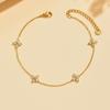 NONAMOIS 18K Gold Plated Ankle Bracelets for Women Waterproof | Stainless Steel Gold CZ Cross Layered Bow Link Chain Anklets Non Tarnish Summer Beach