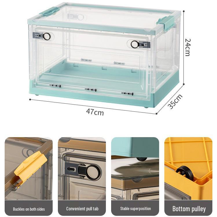 Large Outdoor Portable Transparent Foldable Storage Box for Clothes, Toys, Snacks, Books - Dustproof and Ideal for Home Use.