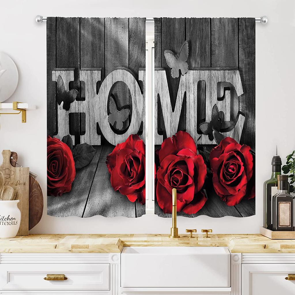 Red Wine Wood Barrel Window Curtains, Fruit and Vegetable Curtains, Bedroom, Living Room, Bathroom, Kitchen, Door Hall