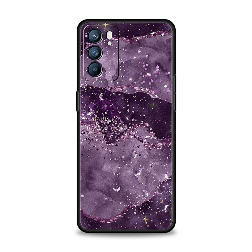 Rainbow Glitter Agate Marble Art Phone Case For Oppo Find X5 A54 A53 A52 A9 2020 A15 A95 A16 A76 A74 Reno7 SE Reno6 Pro 5G Cover