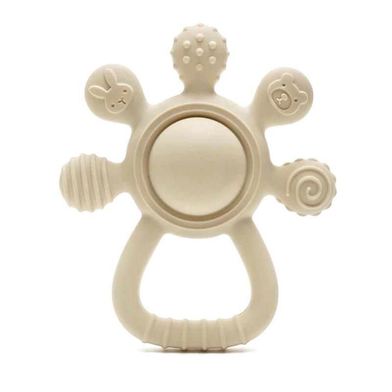 New Teething Silicone Palm Rattle Teether Bunny - Safe Baby Chew Toys For Soothing Sore Gums