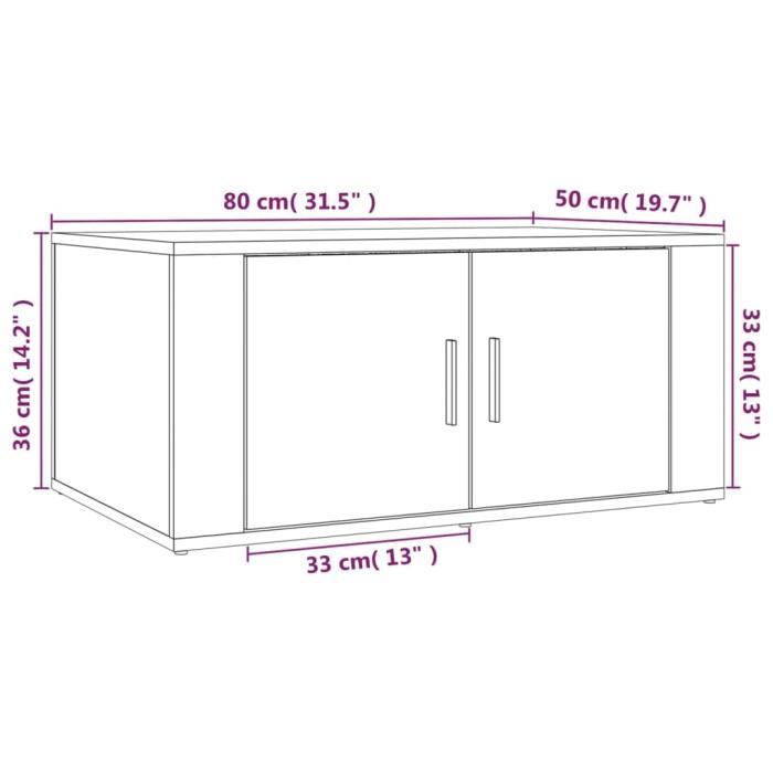 816519 vidaXL Table basse Chêne marron 80x50x36 cm Bois d'ingénierie