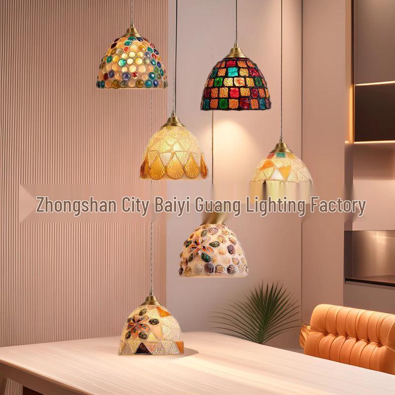 Französischer Glasleuchter im Retro-Stil - Nostalgische Muschel-Lampe für Schlafzimmer, Esstisch oder Tresen