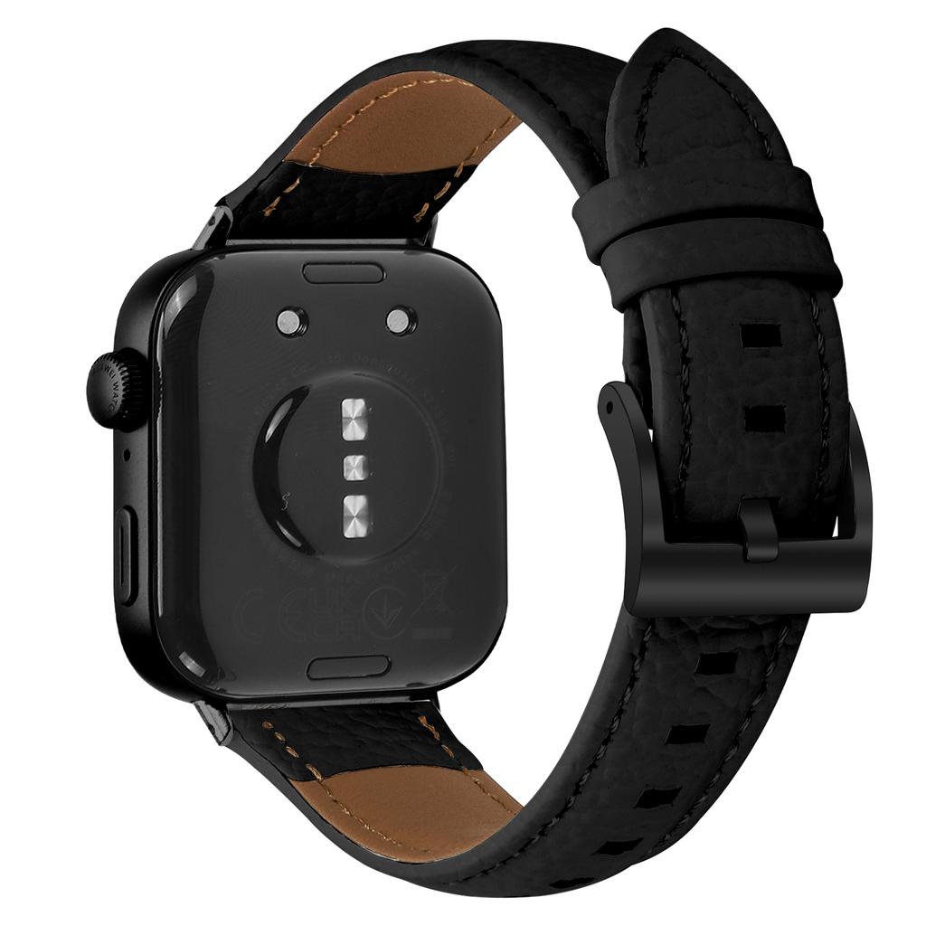 Litchi Textured Genuine Cow Leather Strap with Electroplated Buckle for Huawei Watch Fit 4 Pro/Fit 4/Fit 3 Pointed-End Watch Band
