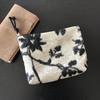 Vintage Ins Texture Black White Contrasting Jacquard Fabric Cowhide Rope Bag Underarm Shoulder Cosmetic Female