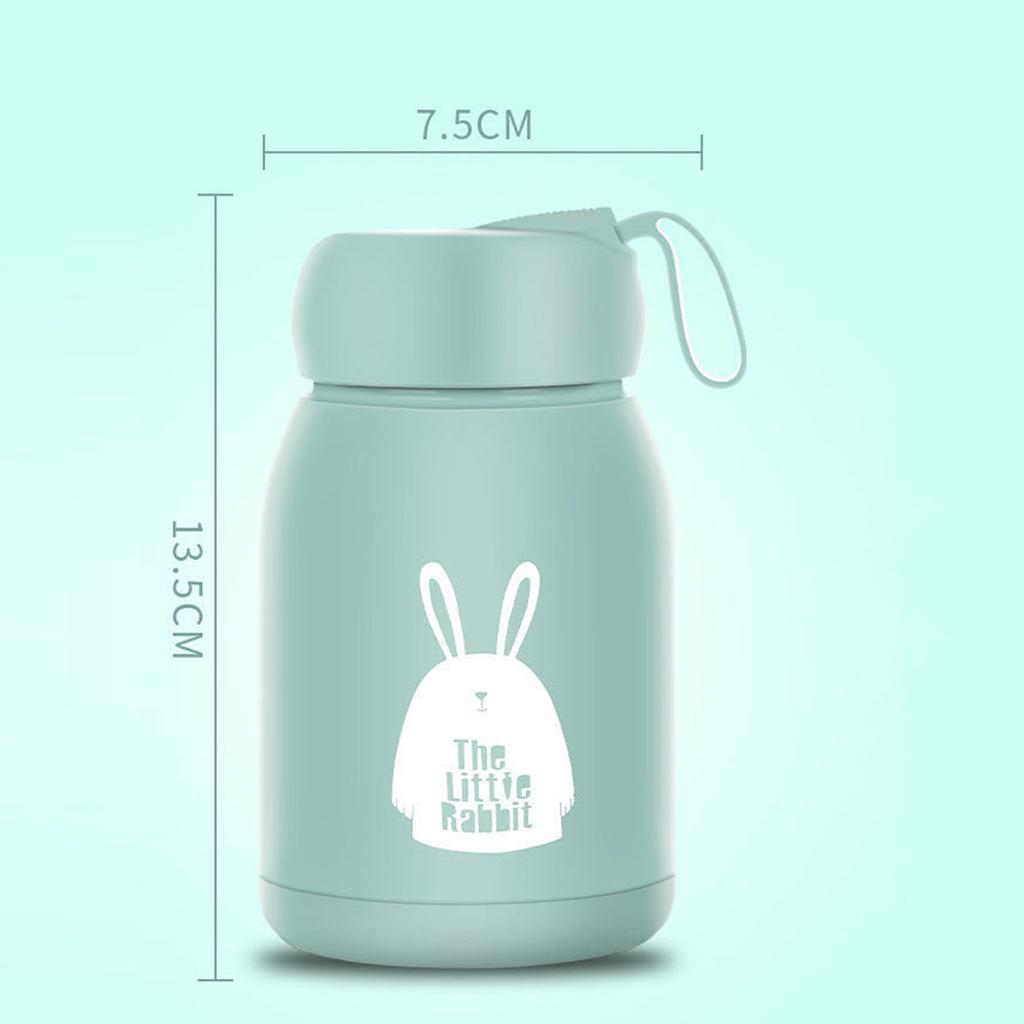 Double Layer Insulated Mug 330ml Good Sealing Small Portable Cute Rabbits Insulated Mug for Travelling Outdoor SportsGreen