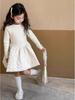 Autumn/Winter 2025 Girls' Knit Patchwork Plaid Sweater Dress