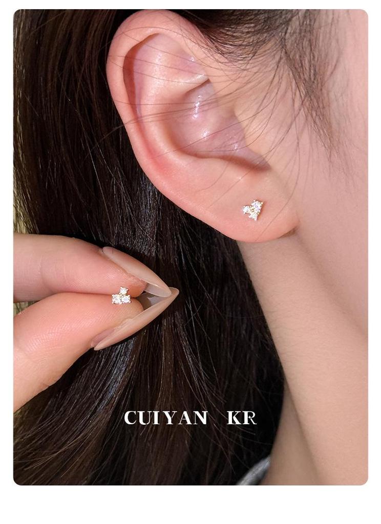 Cui Yan S925 Sterling Silver Starfall Stud Earrings - Shiny, Simple, Versatile, and Exquisite Design for Women