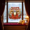 Classroom Decoration Supplies 2027 Year Sheep Window Decal, Russian Happy New Static Sticker, Zodiac Scratch Resistant Home Decor Goat Glass