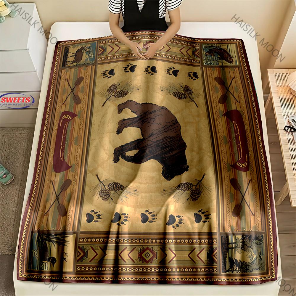 American Country Animal Print Blanket Warm Soft and Comfortable Home Travel Blanket Sofa Bedding Cover Blankets Gift for Friends