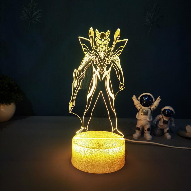 Led Cartoon Ultraman Bedroom Sleep Bed 3d Creative Desk Lamp Usb Straight Insert