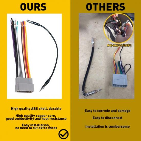 Radio Wire Harness & Antenna Adapter For 2005 2006 2007 Jeep Grand Cherokee