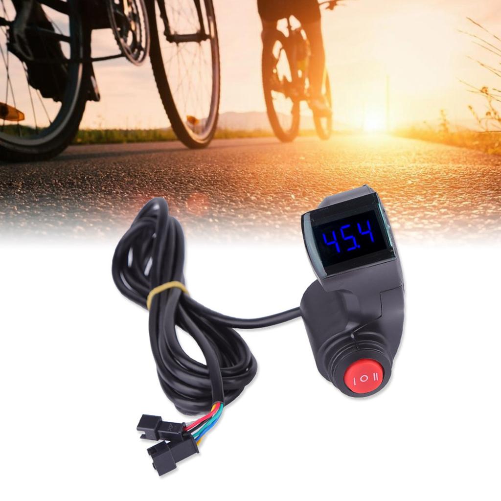 Thumb Voltmeter with LCD Digital Battery Voltage Display and 3 Speed Switch for Bike Bicycle
