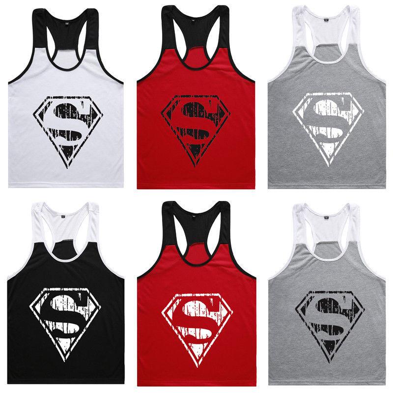 Superman Printing Pattern Men Vest Fashion Sleeveless Clothing Exercise Fitness