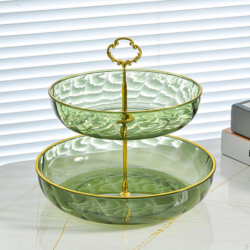 Cake Stand 2 Tier Fruit Snack Plates Dessert Rack with Handle Pastry Holder Serving Tray for Home