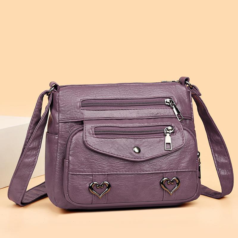 

Сумка на плече PU Material Design Sense Large Capacity Retro Style Women Bag Multi Space Crossbody Bag Flap Portse фіолетовий