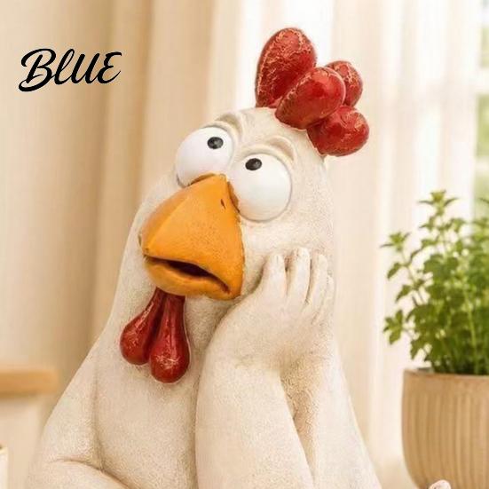 Durable Resin Garden Decor Funny Chicken Statue Figurine Farmhouse Outdoor Rustic Window Sill Decorations Yard for Balcony Flowerpot Lawn,