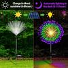 LED Solar Garden Stake Light Outdoor Decorative Firework Shape Landscape Lamp with Multiple LED Bulbs for Yard Pathway Patio Decoration