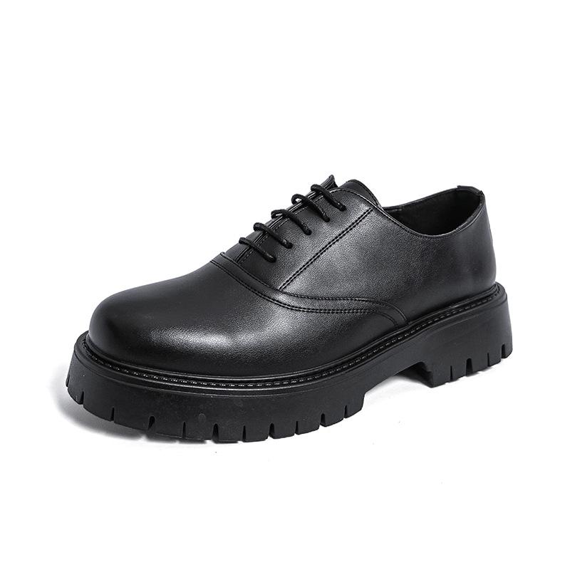 Summer Leather Shoes Men's Thick-soled British Style Business Dress Casual One-pedal Trendy Shoes Thick-soled Heightening Foot Wedding Shoes