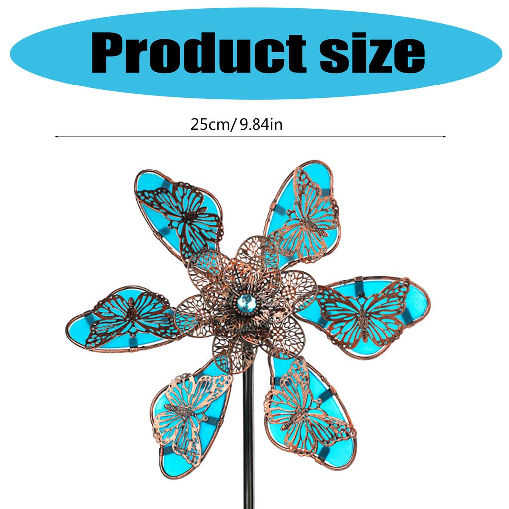 Weather Resistant Metal Windmill Spinner Sculpture For Patios Or Lawn Yard Garden Outdoor Spaces Rotating Art Decoration