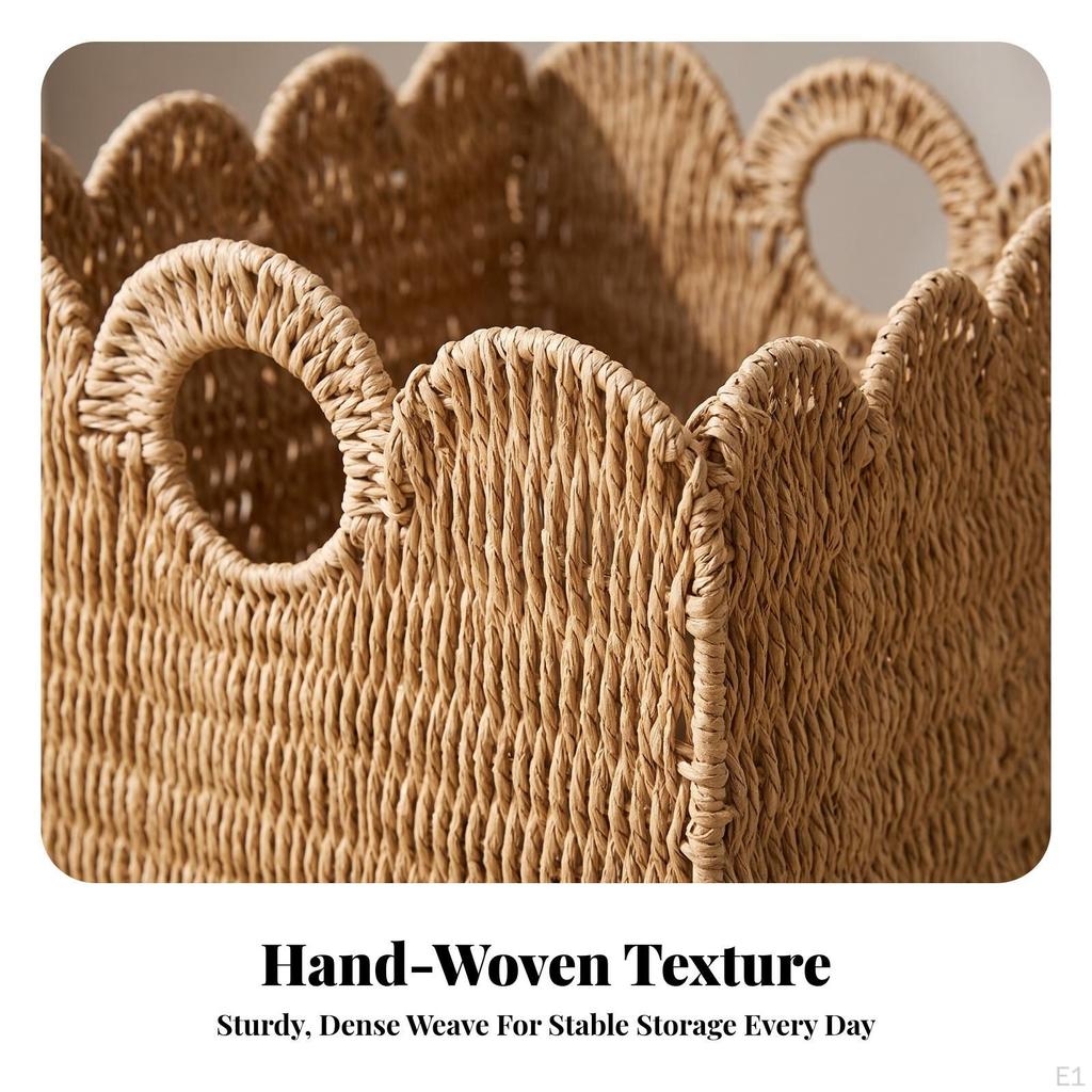 Woven Paper Rope Basket Portable Foldable Storage Bin for Shelves, Closets