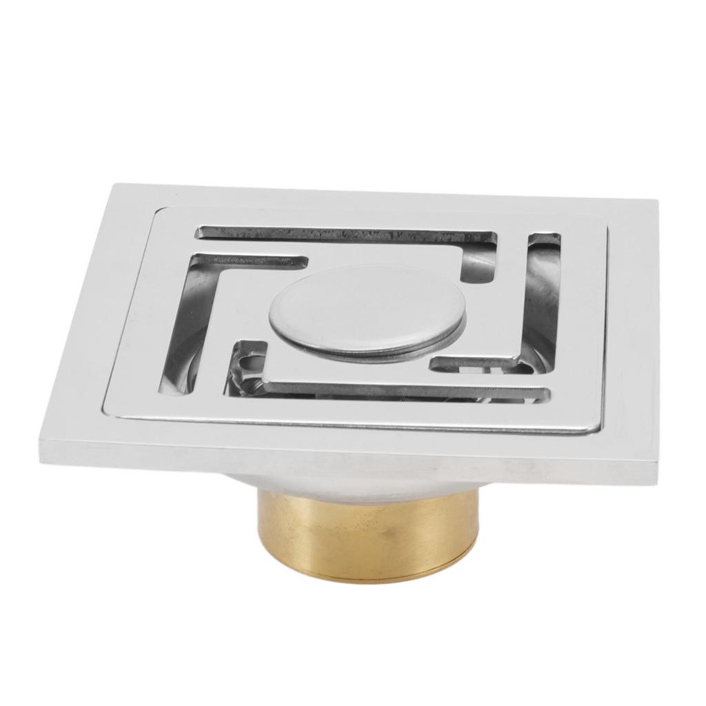 Stainless Steel Floor Drain Square Large Displacement Deodorant Shower Floor Drain for Kitchens Bathrooms Garages