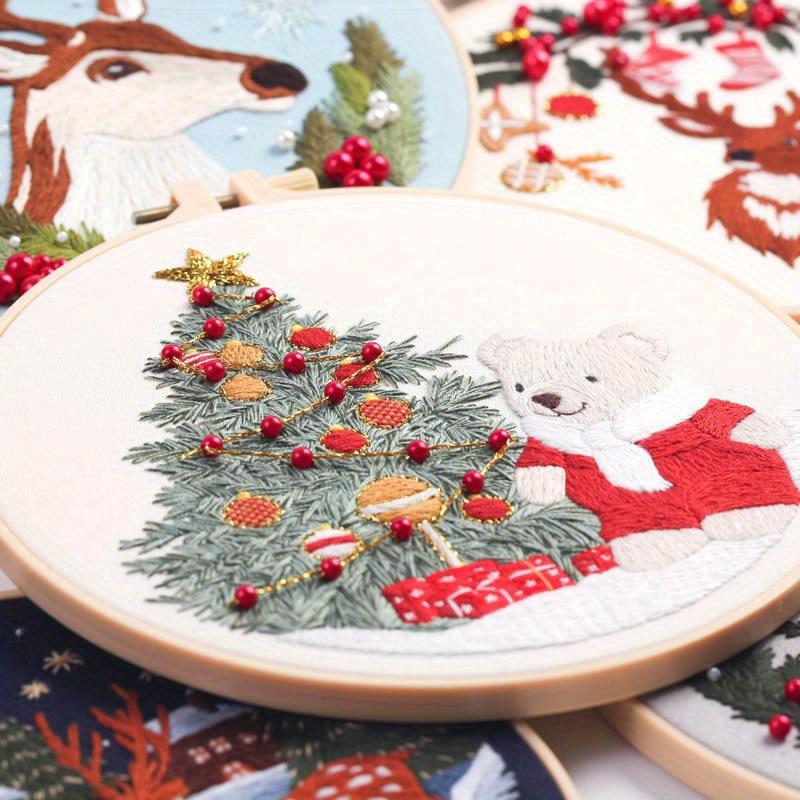 1Pc Christmas-themed Embroidery DIY Kit, Including Embroidery Frame But Excluding Tools.