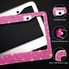 Bling License Plate Frames for Women 2 Pack, Rhinestone Crystal License Plate Cover with Bolts Washer Caps Univerasl Bling Car Accessories for Girls