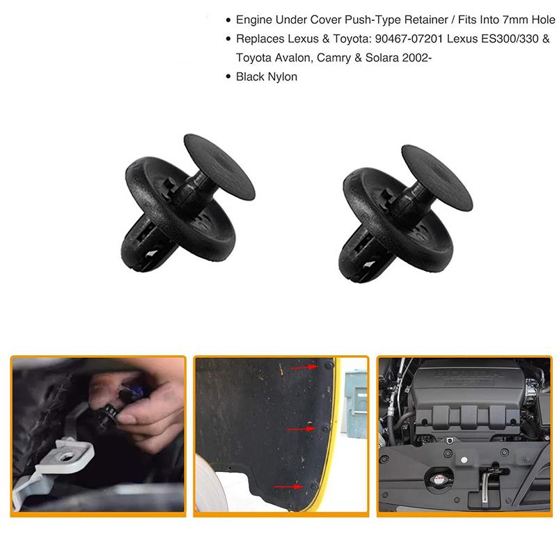 50pcs for Toyota Avensis Corolla Prius Yaris Lexus ES300 ES350 7mm Plastic Rivets Clips Engine Under Cover Retainer Push Pin