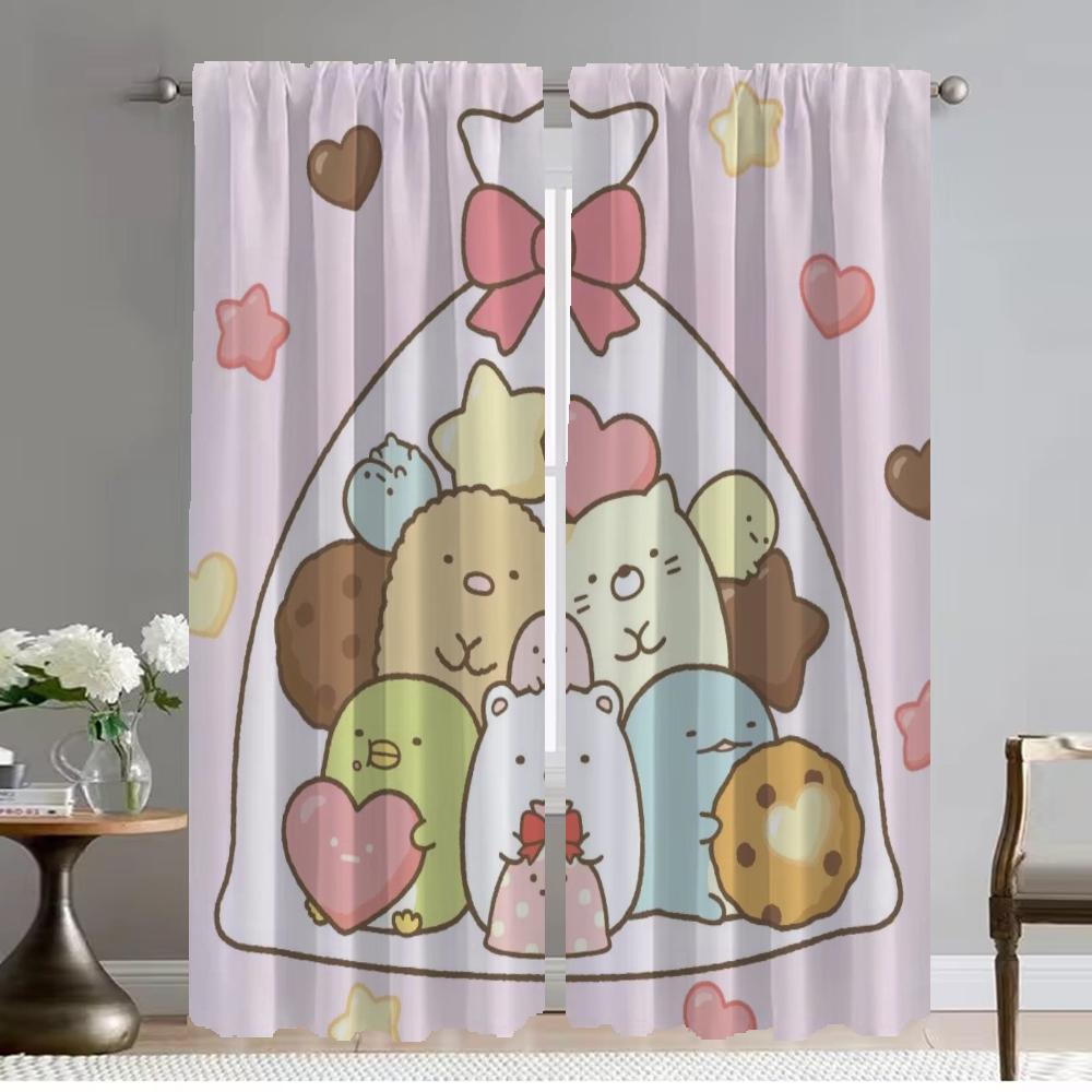 Blackout Curtains 2 Pieces Sumikko Gurashi Halloween Decoration Shades Home Interior Curtains for Living Room Tulle for Bedroom