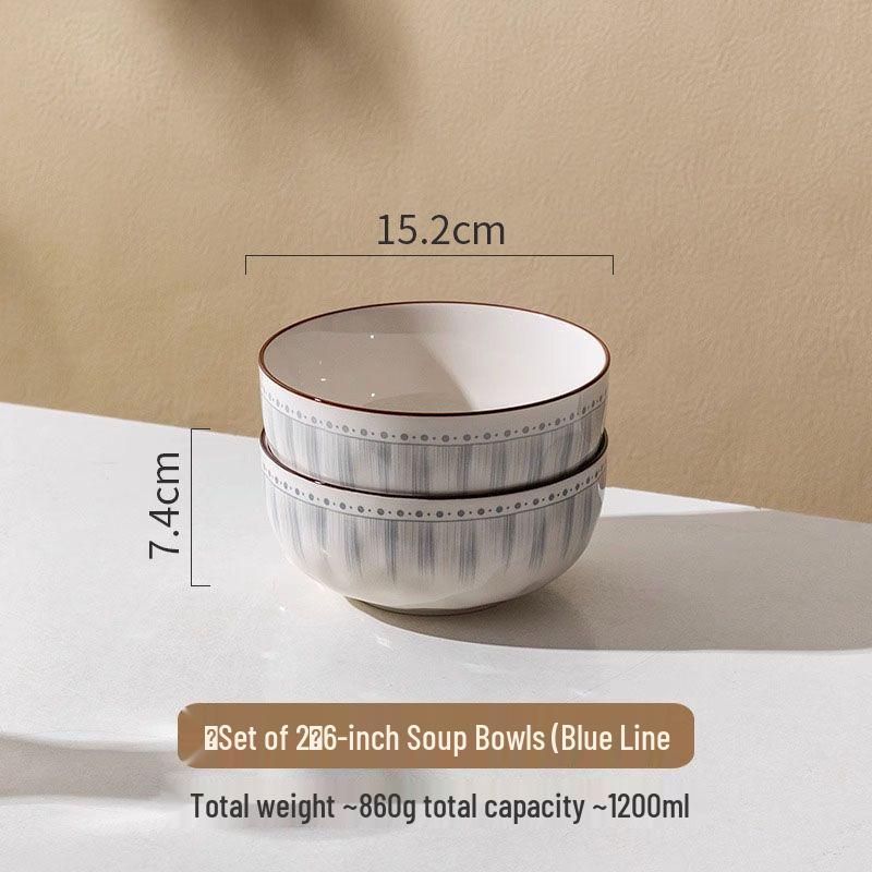High-End 8-Inch and 6-Inch Ceramic Soup and Noodle Bowls, 2025 Luxury Collection