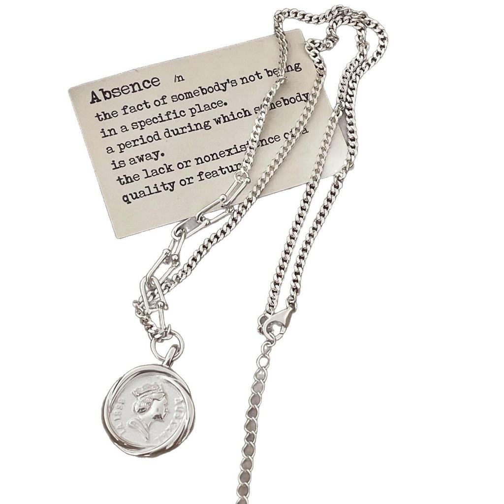 S925 Sterling Silver Horseshoe & Queen Pendant Necklace – European Hip-Hop Style, Versatile & Cool for Women